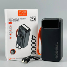 УМБ Power Bank TUGII WUW Y400 40000mAh PD22.5W+QC3.0 (with cable Type-C+Lightning) з ліхтарем