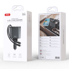 Автомобільний зарядний пристрій XO CC62 Smart 4in1 5V3A (з висувним кабелем Type-C 100W+Lightning 12W 0,8m)