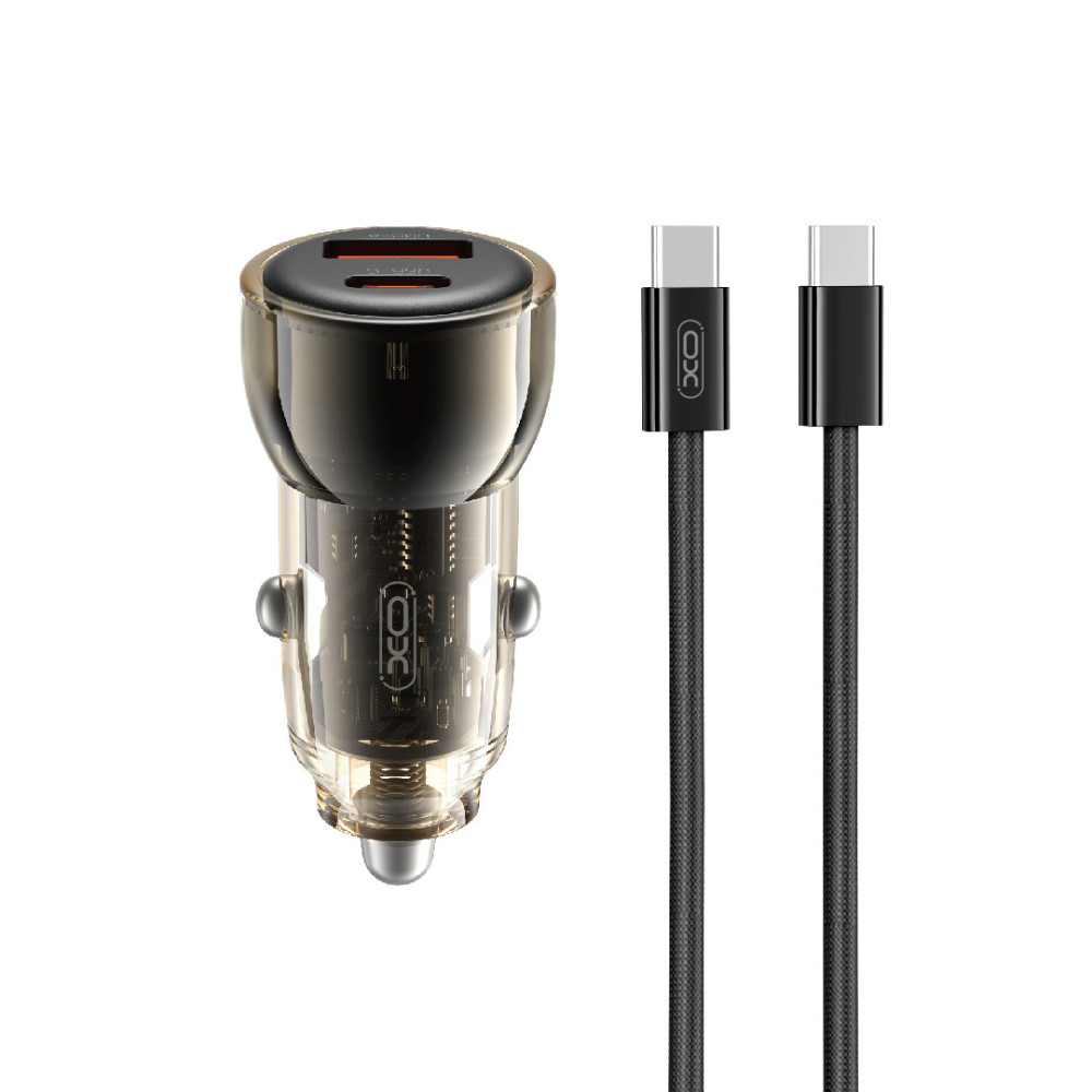 Автомобільний зарядний пристрій XO CC60 Smart 60W Type-C to Type-C