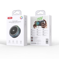 Бездротовий зарядний пристрій XO CX043 Qi 2.2, 25W, RGB (Магнітний охолоджувач)