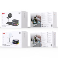 Бездротовий зарядний пристрій XO CX045 5in1 Qi2.2, 25W (Clock+Speaker+Light+Mobile+Watch+Headphones)