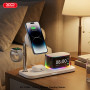 Бездротовий зарядний пристрій XO CX045 5in1 Qi2.2, 25W (Clock+Speaker+Light+Mobile+Watch+Headphones)