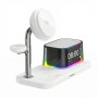 Бездротовий зарядний пристрій XO CX045 5in1 Qi2.2, 25W (Clock+Speaker+Light+Mobile+Watch+Headphones)