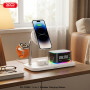 Бездротовий зарядний пристрій XO CX045 5in1 Qi2.2, 25W (Clock+Speaker+Light+Mobile+Watch+Headphones)