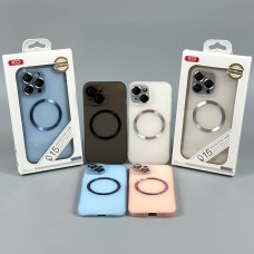 Накладка XO K22 CD pattern iron ring TPU Magnetic Box iPhone 15 Pro Max