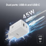 Мережевий зарядний пристрій XO CE36 GaN PD45W+18W