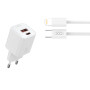 Мережевий зарядний пристрій XO L147 PD20W+QC3.0 Type-C to Lightning
