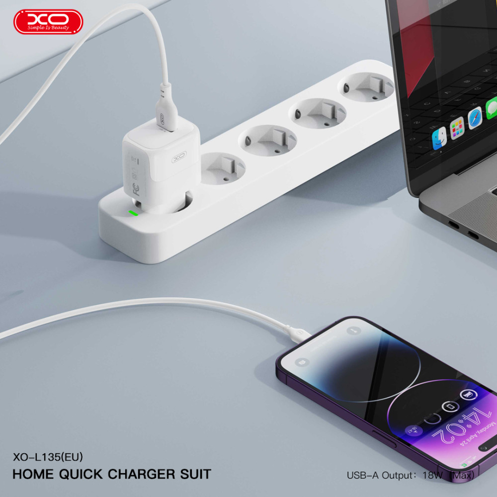 Мережевий зарядний пристрій XO L135 QC18W Type-C