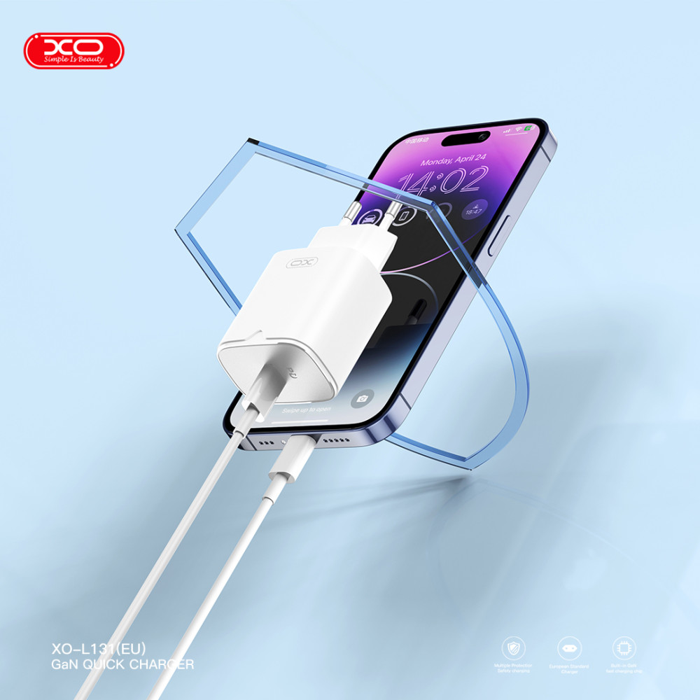 Мережевий зарядний пристрій XO L131 GaN PD30W Type-C to Type-C