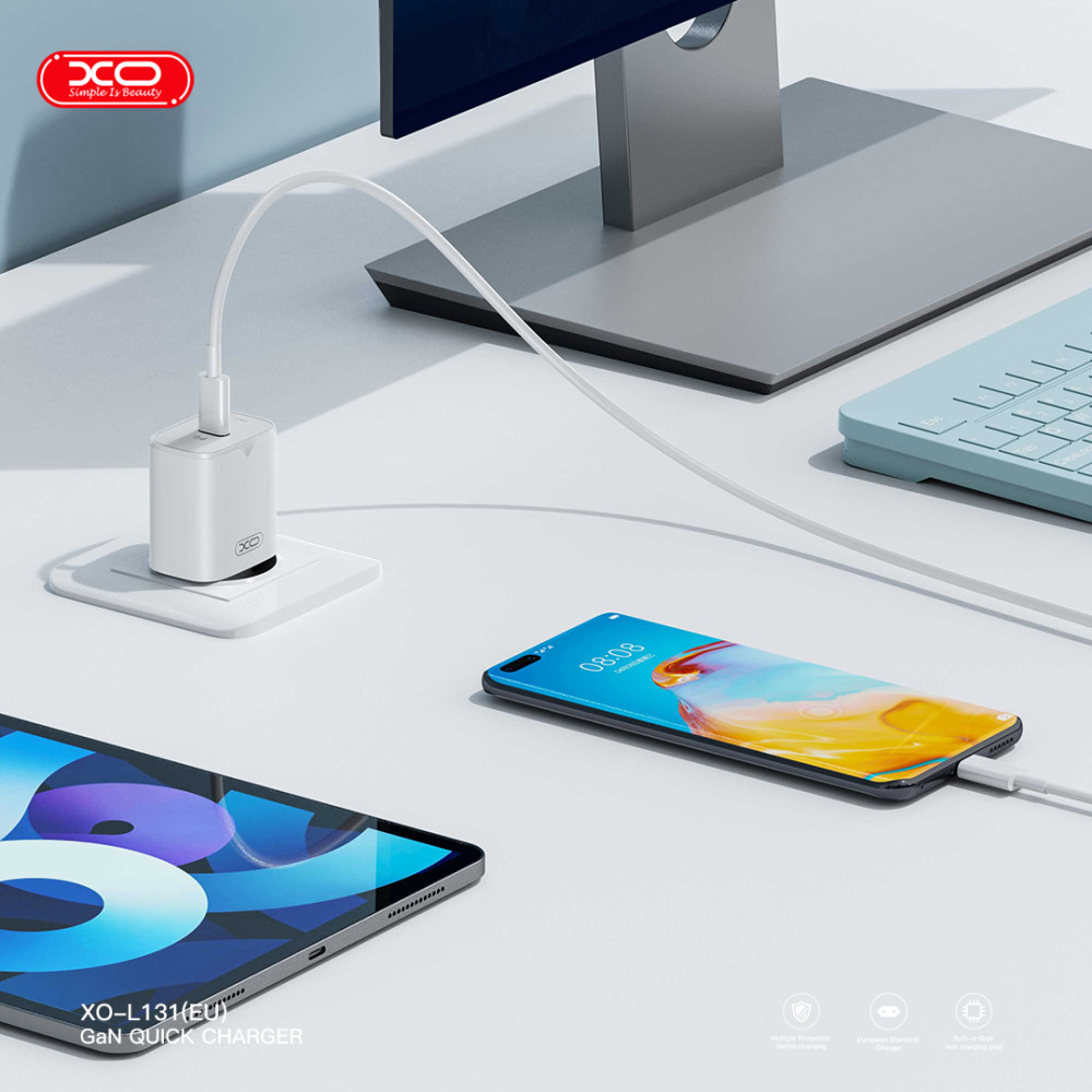 Мережевий зарядний пристрій XO L131 GaN PD30W Type-C to Type-C