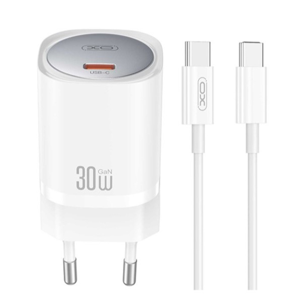 Мережевий зарядний пристрій XO CE20 GaN nitride 30W Type-C to Type-C