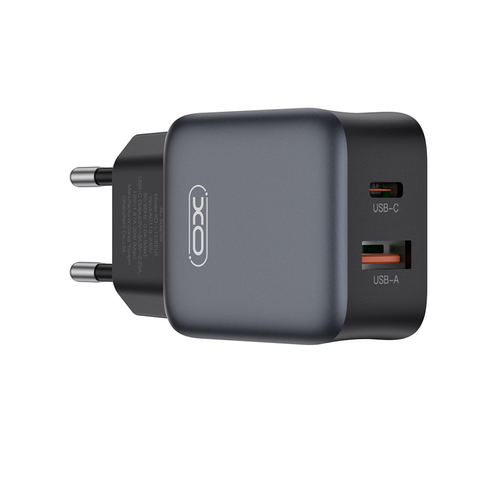 Мережевий зарядний пристрій XO L156 GaN PD30W+QC3.0 Type-C to Type-C