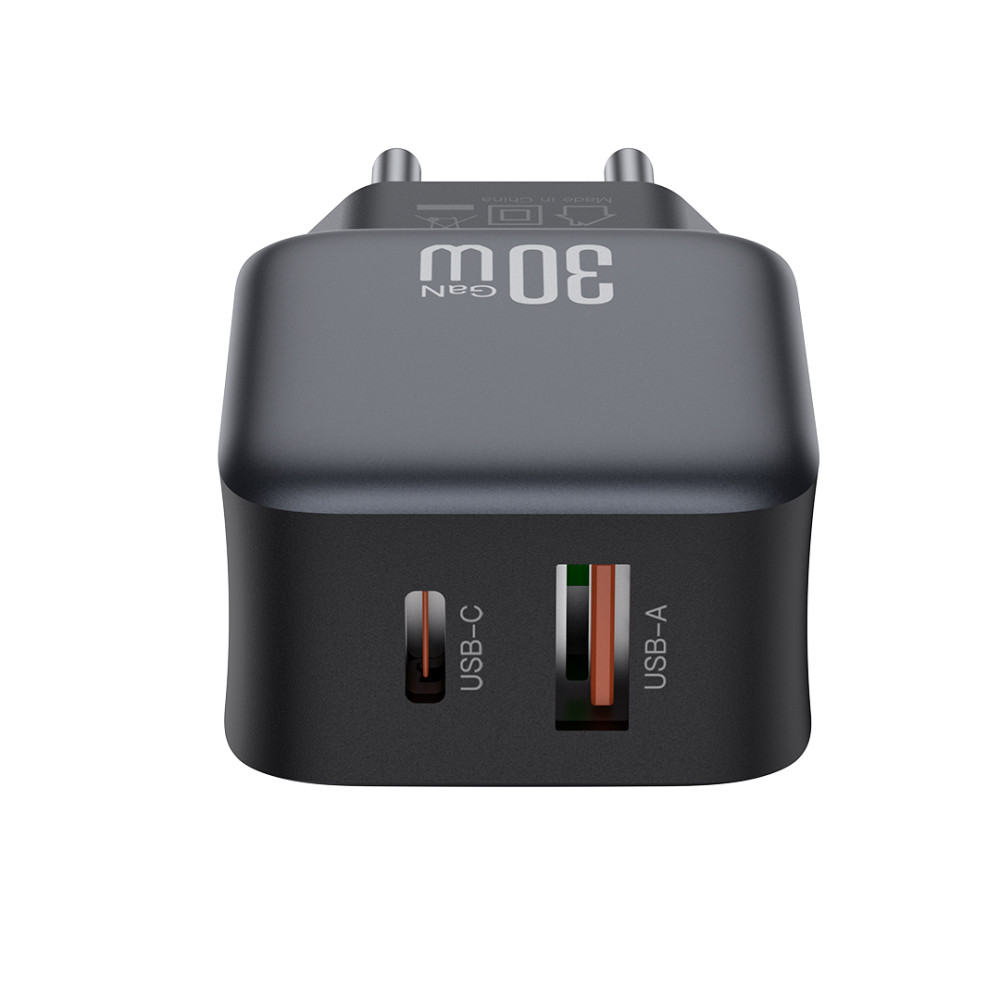 Мережевий зарядний пристрій XO L156 GaN PD30W+QC3.0 Type-C to Type-C