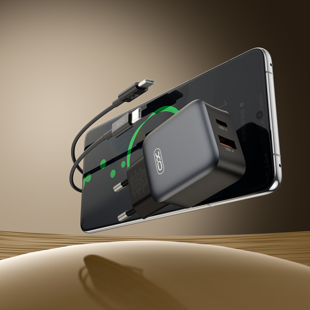 Мережевий зарядний пристрій XO L156 GaN PD30W+QC3.0 Type-C to Type-C