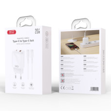 Мережевий зарядний пристрій XO L158 PD20W+QC3.0 Type-C to Type-C