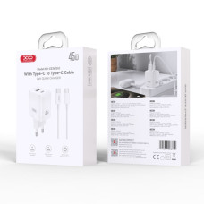 Мережевий зарядний пристрій XO CE36 GaN 45W+18W Type-C to Type-C