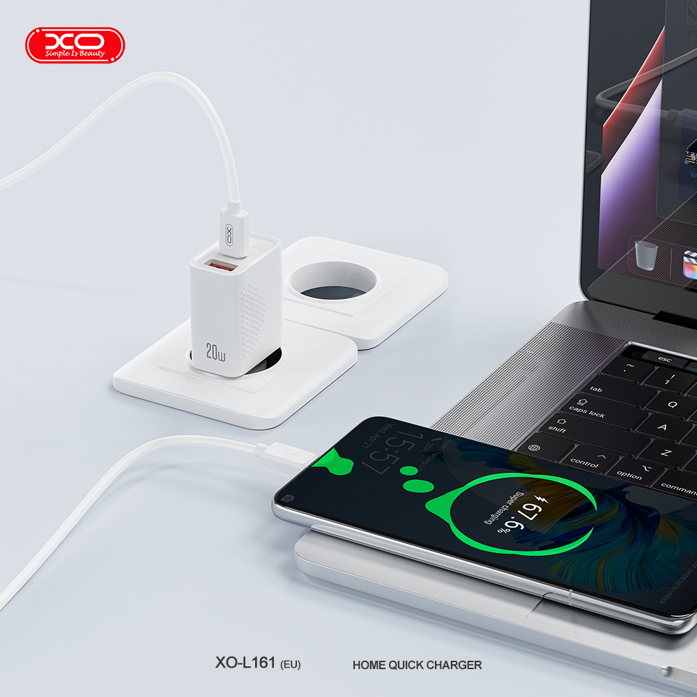 Мережевий зарядний пристрій XO L161 PD20W+QC3.0 Type-C to Type-C