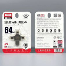 USB флеш XO DK04 64GB 4in1 USB+MicroUSB+Lightning+Type-C USB2.0