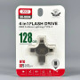 USB флеш XO DK04 128GB 4in1 USB+MicroUSB+Lightning+Type-C USB2.0