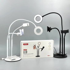 Кільцева світлодіодна Led Лампа стійка XO BGD006/LS-90 3.5 inch 2в1 з затискачем для телефону і тримачем мікрофона