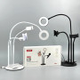 Кільцева світлодіодна Led Лампа стійка XO BGD006/LS-90 3.5 inch 2в1 з затискачем для телефону і тримачем мікрофона