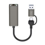USB HUB XO HUB018 2in1 USB+Type-C to RJ45