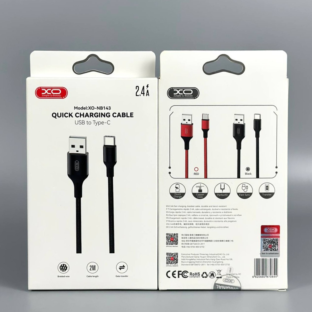 Data Cable XO NB143 Braided Type-C 2m