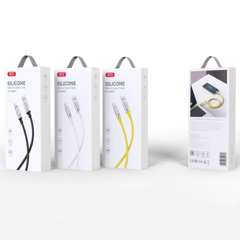 Data Cable XO NB251 Liquid Silicone Rubber Type-C 6A 1m