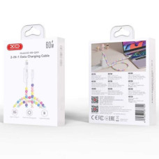 Data Cable XO NB-Q301 Colourful Bead Series Type-C to Type-C+Lightning 1m